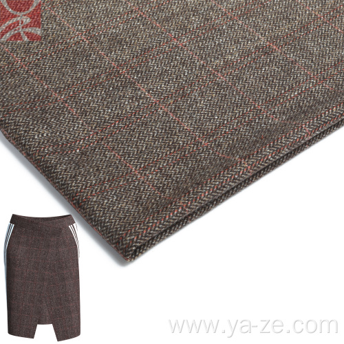 camel herringbone woven wool fabric